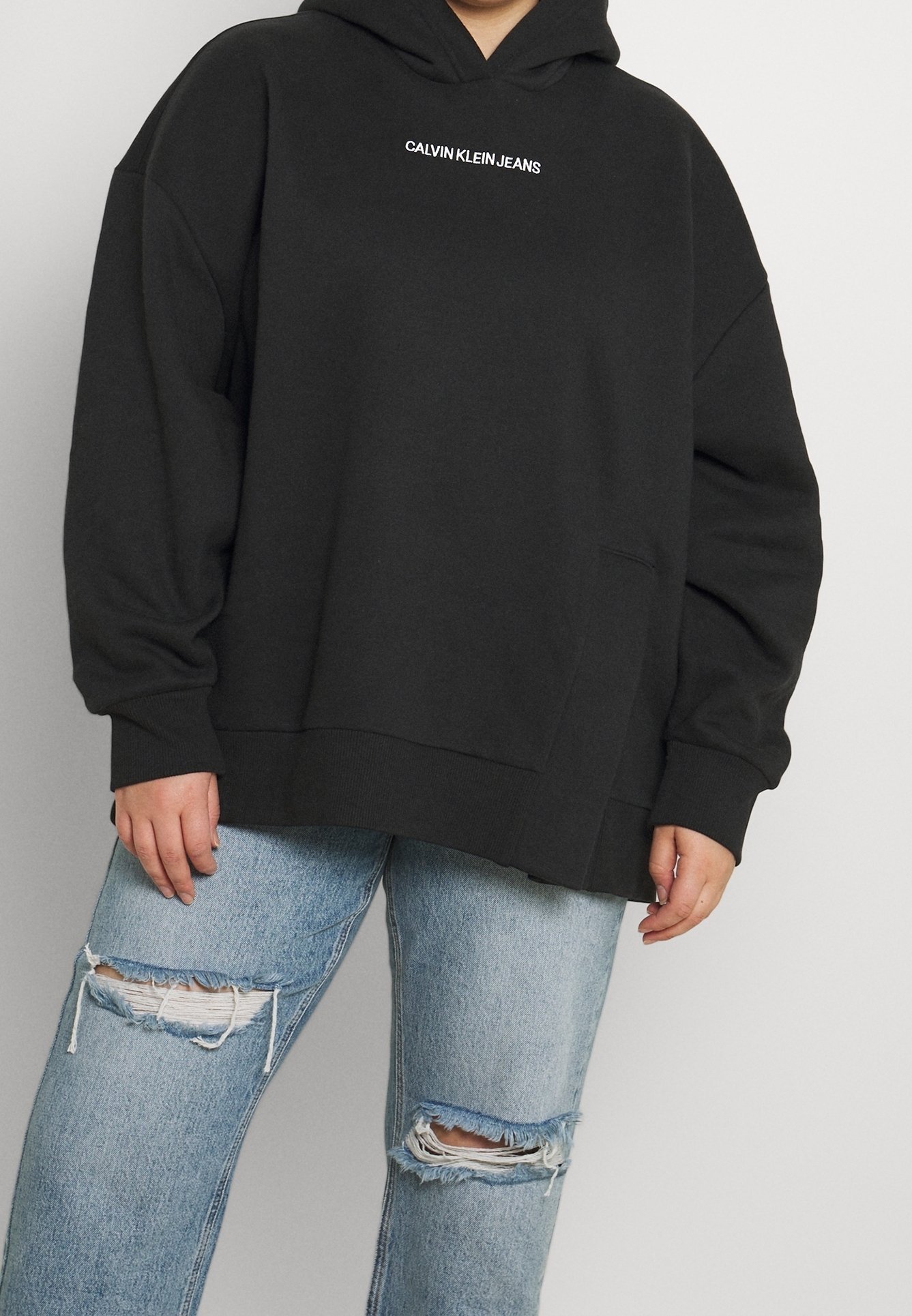 Felpa con cappuccio Calvin Klein Jeans Plus - nera