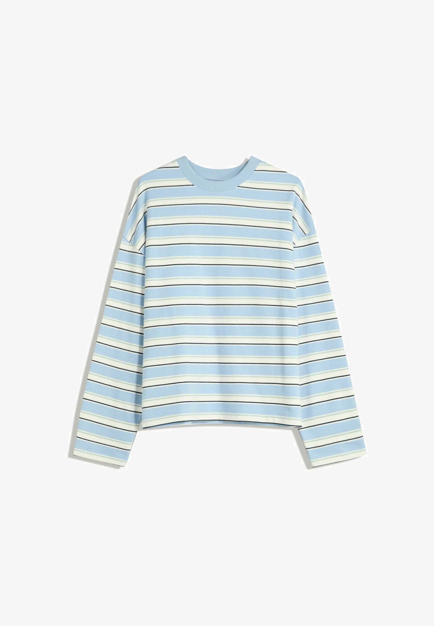 Bershka STRIPED - Maglia a maniche lunghe - azzurra