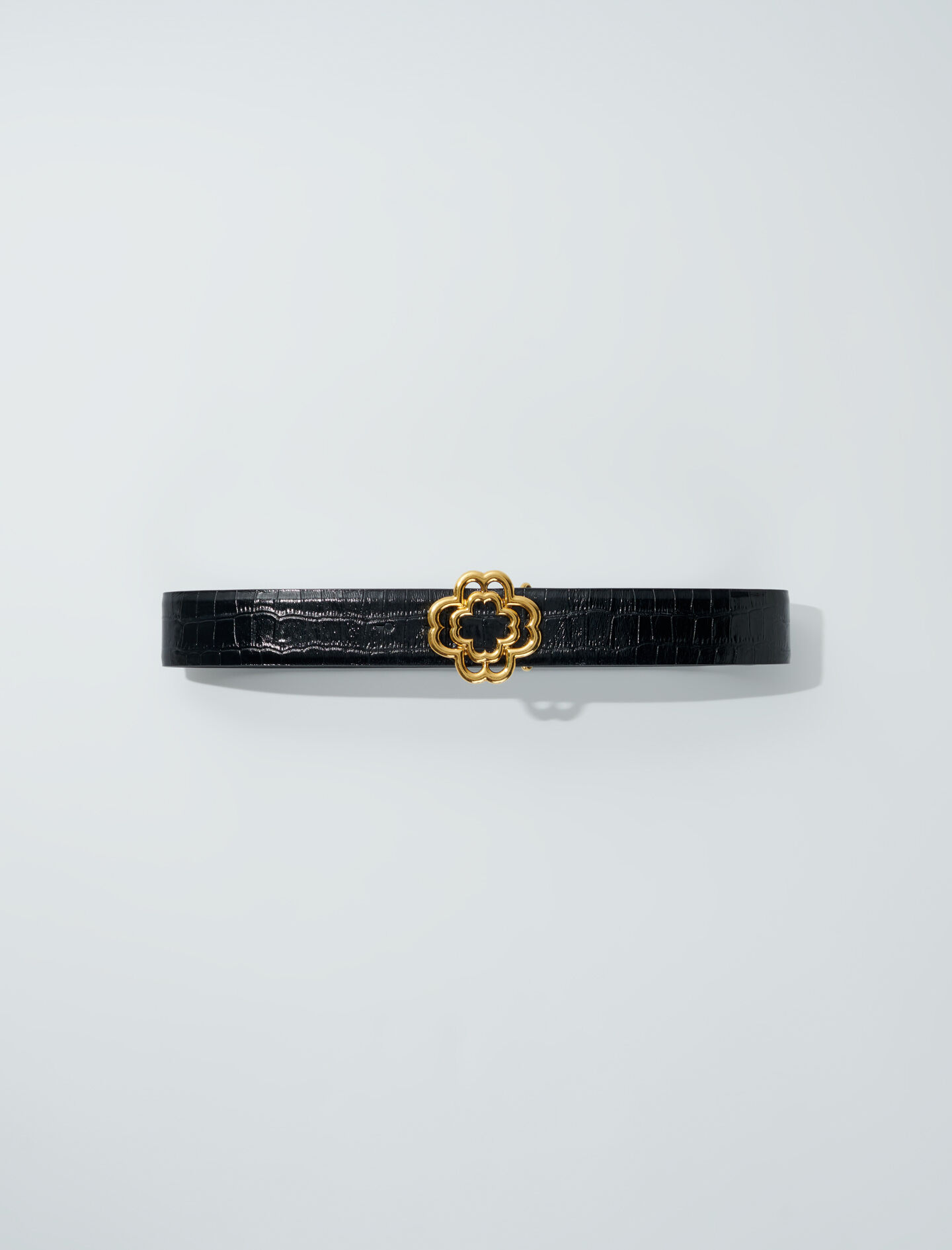 Double M riem van krokodillenleer - zwart