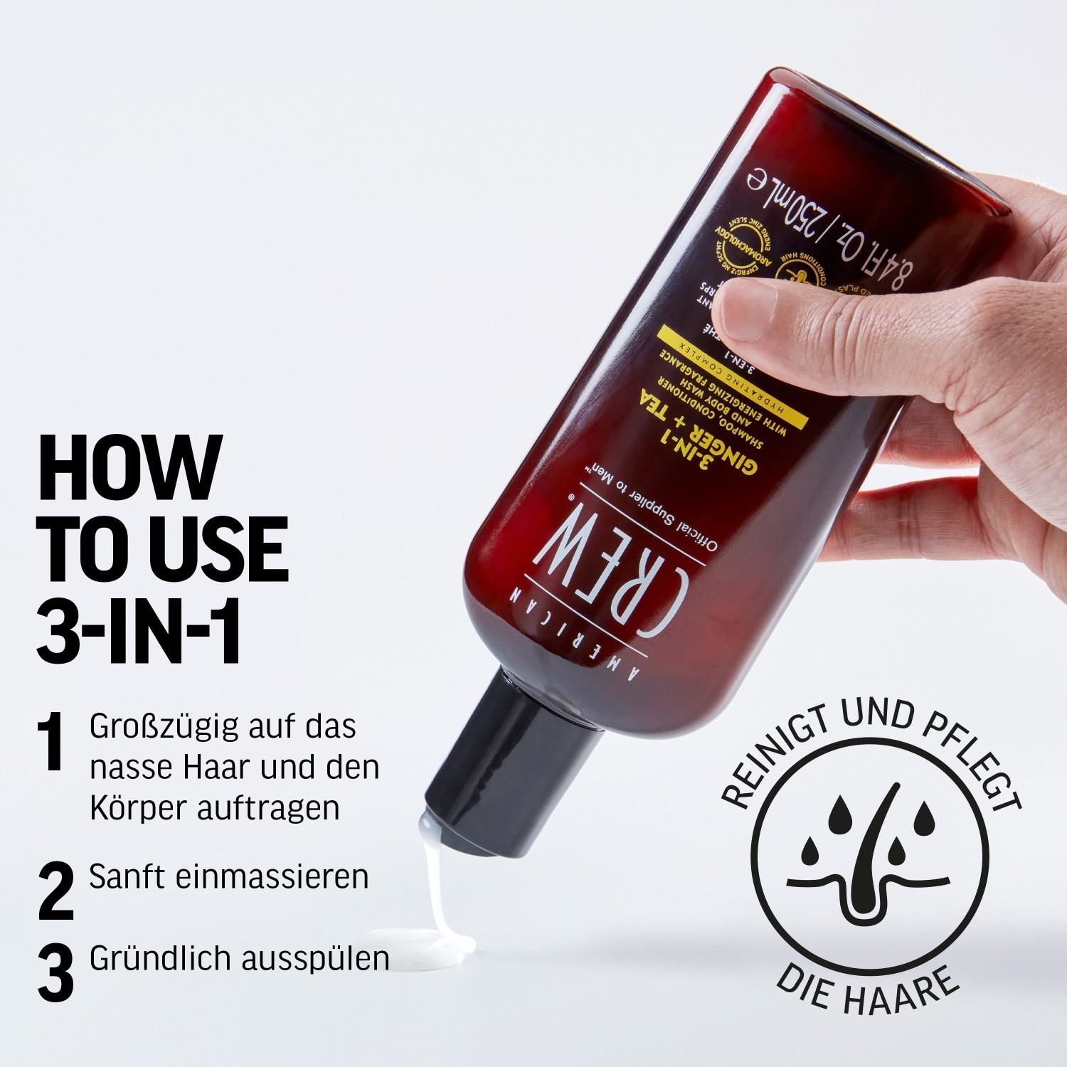 American Crew 3-v-1 šampón so zázvorom a čajom - 250ml