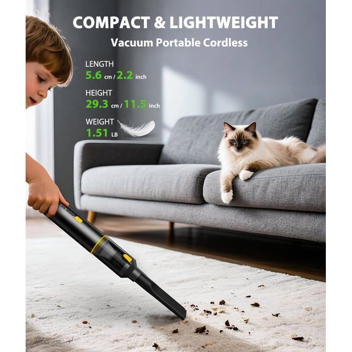 Aspirateur - Aspirateur sans fil -Aspirateur de voiture portable - Aspirateur portable rechargeable - Mini aspirateur 4 en 1 avec 2