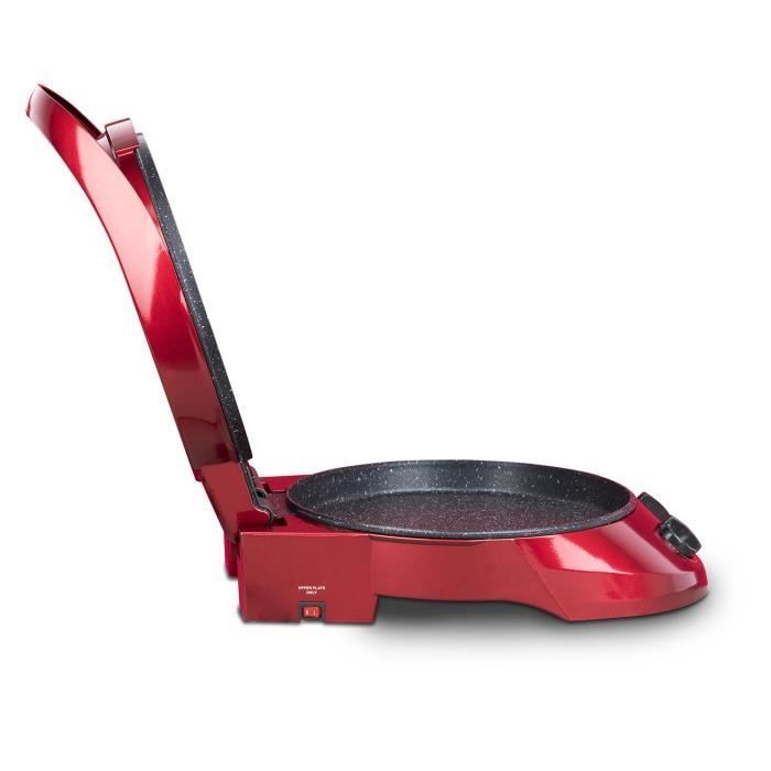 Appareil à tarte express HKOENIG - TRT180 - Four à Pizza - Multicuiseur Multifonction - Température jusqu'à 210°C - Rouge - 1800W