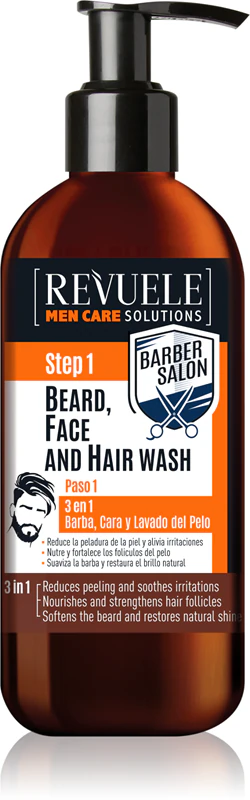 Revuele Men Care Solutions Barber Salon Shampoo 3 em 1 para Cabelo e Barba
