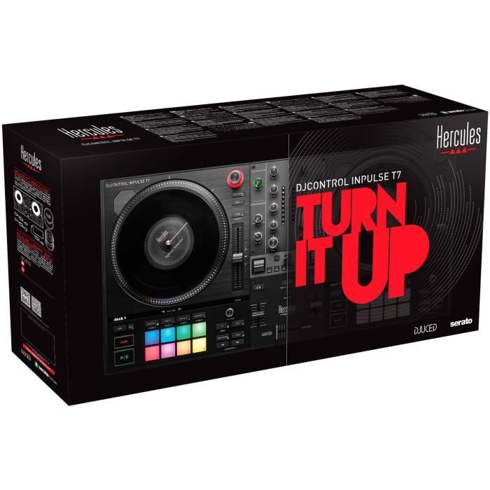 HERCULES DJCONTROL INPULSE T7 - Controlador de DJ motorizado negro con dos decks