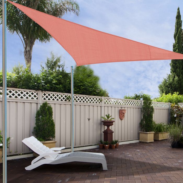 Vela de sombra Outsunny - gran tamaño triangular 4x4x4 m, alta densidad, resistente a los rayos UV - PE - rojo óxido