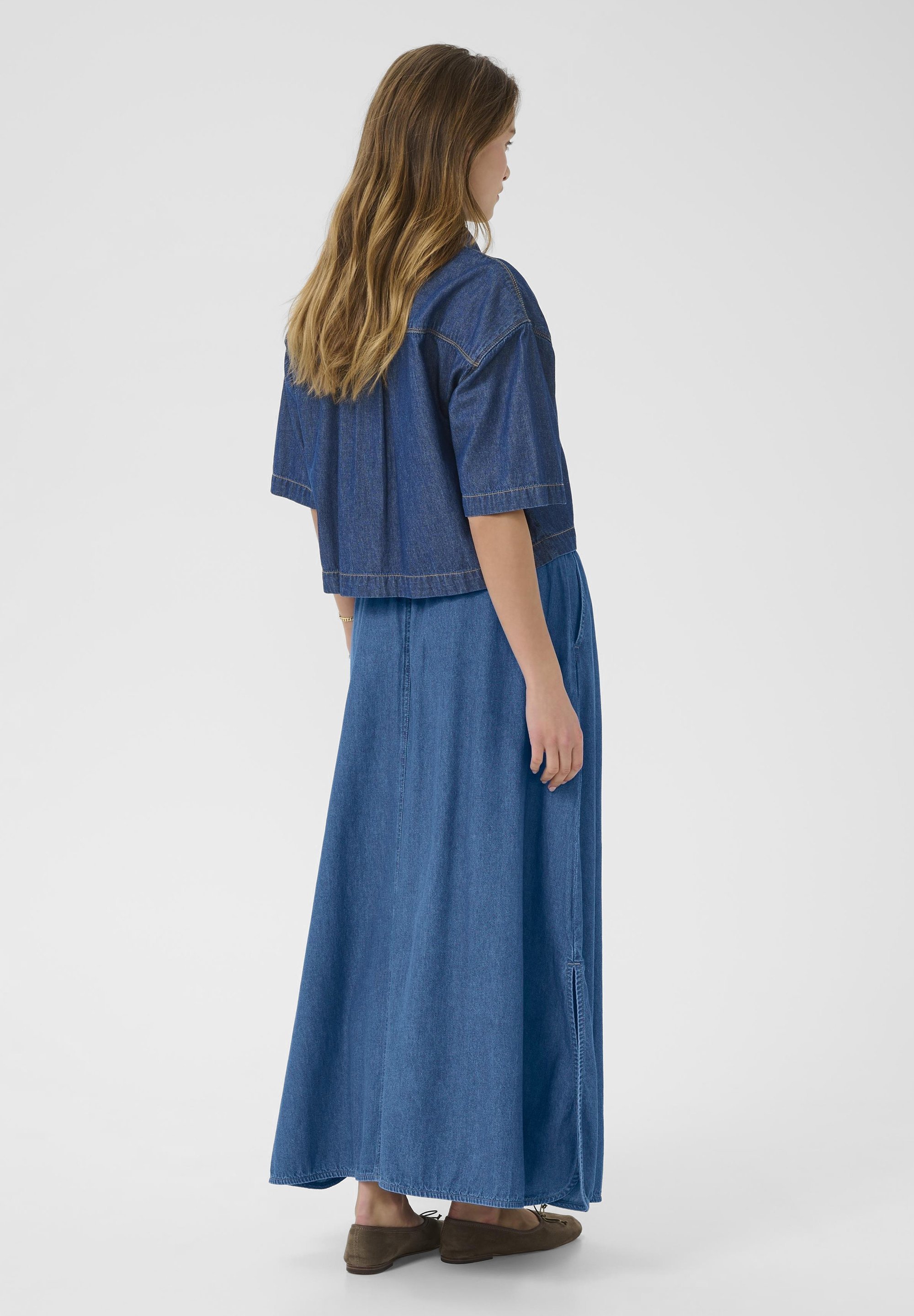 Kaffe LUISE - Maxirok - donkerblauwe chambray