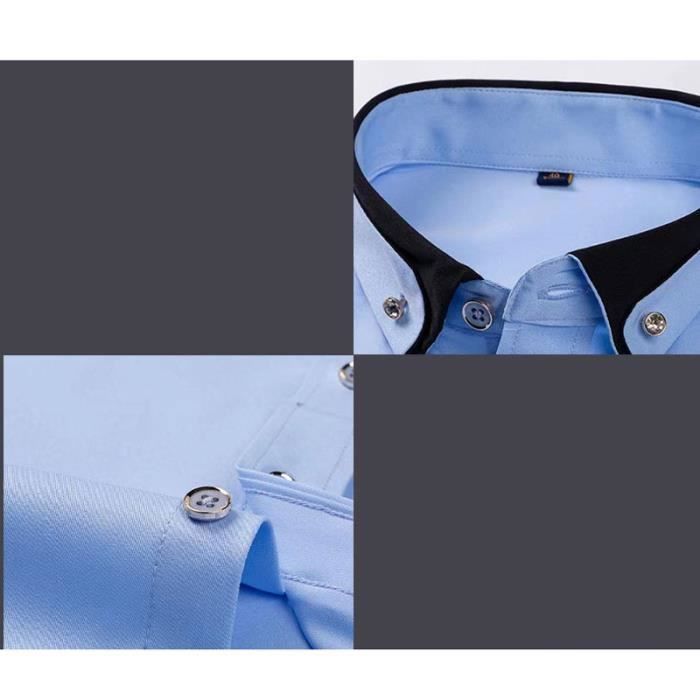 Men's Business Stretch Long Sleeve Button-Down Shirt with Pocket