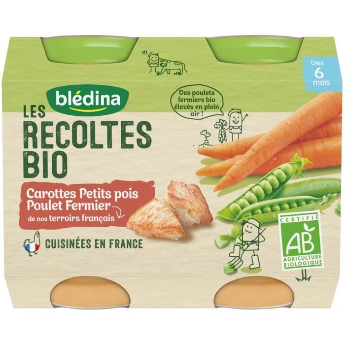 Blédina Organic Harvests Peas and Chicken Pot +6m 2 x 200g