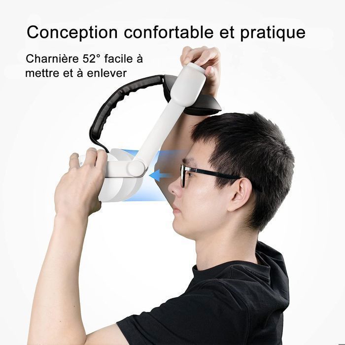 Sangle de Tête - Améliorée - Compatible Quest 2 - Réglable - Confort Optimal - Réduit la Pression