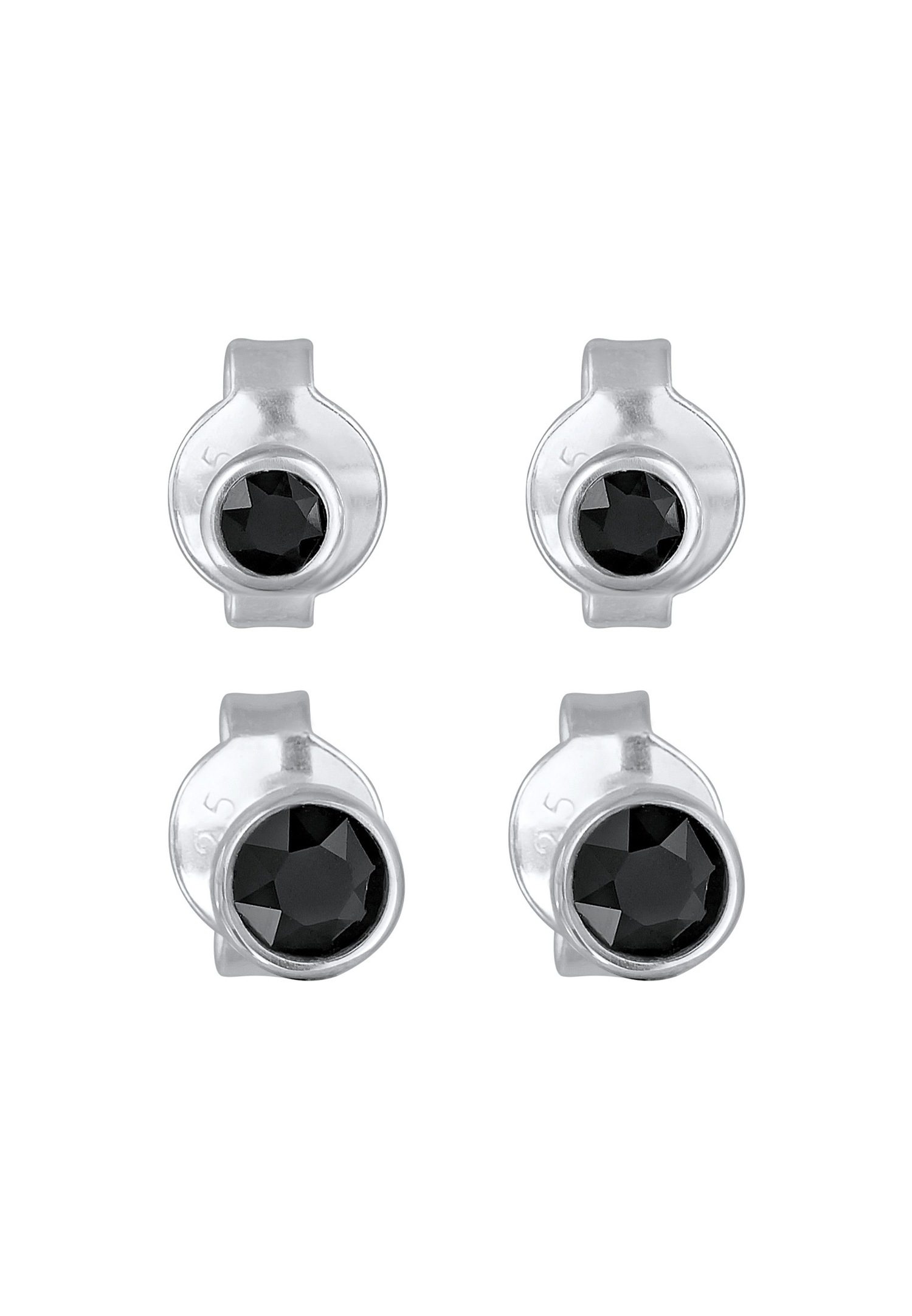 Elli Femmes clous d'oreilles Basique set de 2 avec cristal en argent sterling 925