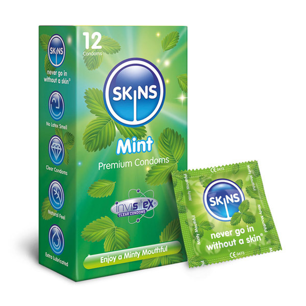 Preservativi Skins al gusto menta, confezione da 12 | Salute | Superdrug