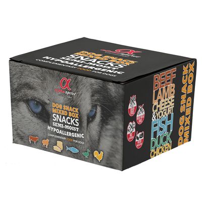Scatola mista di snack per cani Alpha Spirit