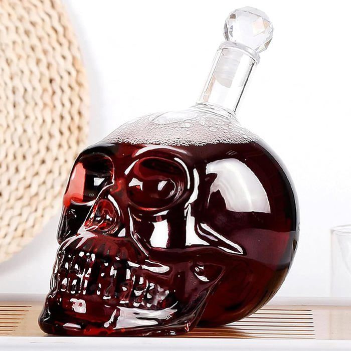 1000ml Tête de Mort, Carafe a Whisky, Carafe Tête de Mort, bouteille à vin de grande capacité pour Vodka, Brandy, Vin, Whisky