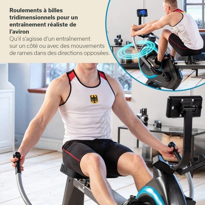 Magnetic Rowing Machine with 3D Articulated Arms - Skandika Nordlys - 16 Resistance Levels - 21 Programs + 1 Manual - Tablet Holder