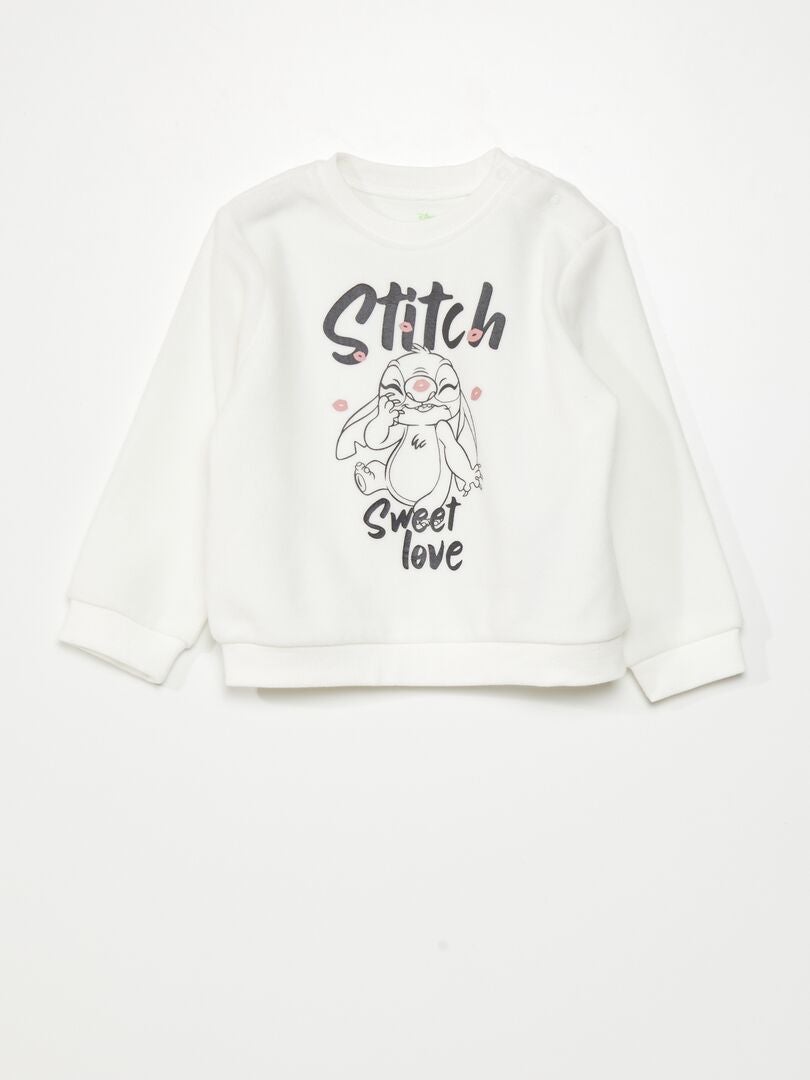 Conjunto de pijama de lã polar 'Stitch' - 2 peças - BRANCO