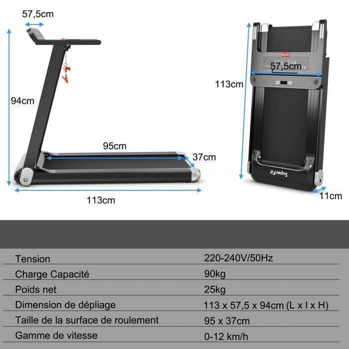 COSTWAY Opvouwbare loopband met app-bediening, 0,96-12 km/u, Bluetooth, 12 programma's, led-display en apparaathouder, zilver