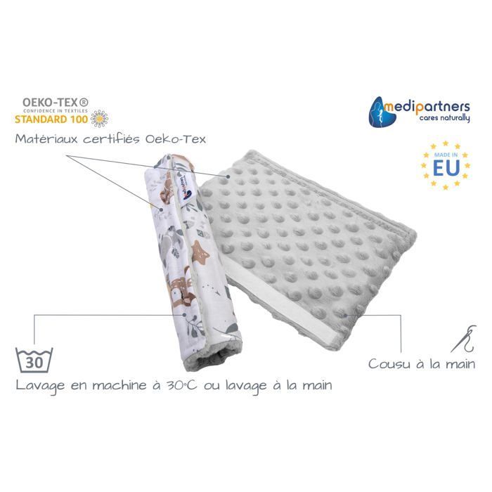 Children's 2-Piece Belt Cover Set, 17x22cm, 100% Cotton Minky Fabric, Deer with Grey Minky, Medi Partners