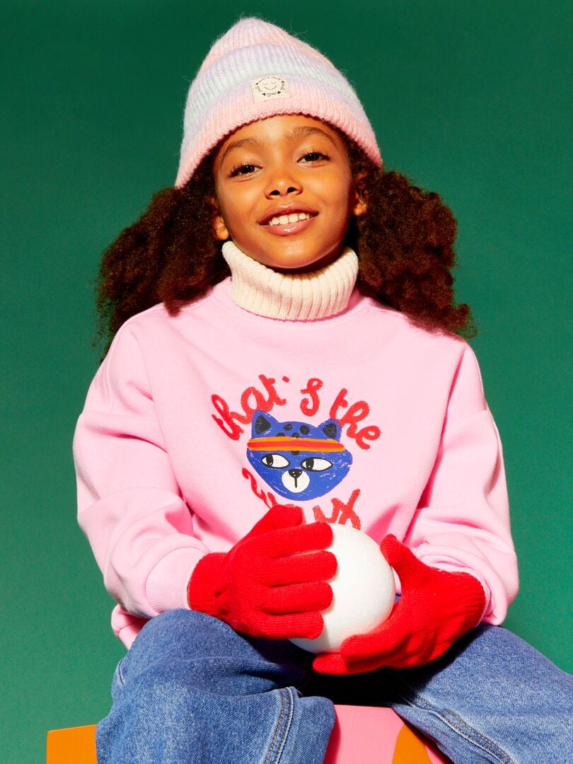 Fleece sweatshirt - Grafik Edition - ROZE