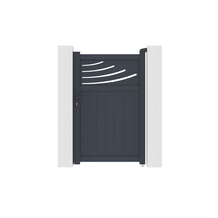 Conjunto de puerta corredera y puerta peatonal - Casanoov - HALTI - 4 m de altura / Puerta peatonal de 1 m de altura - Aluminio - Gris antracita