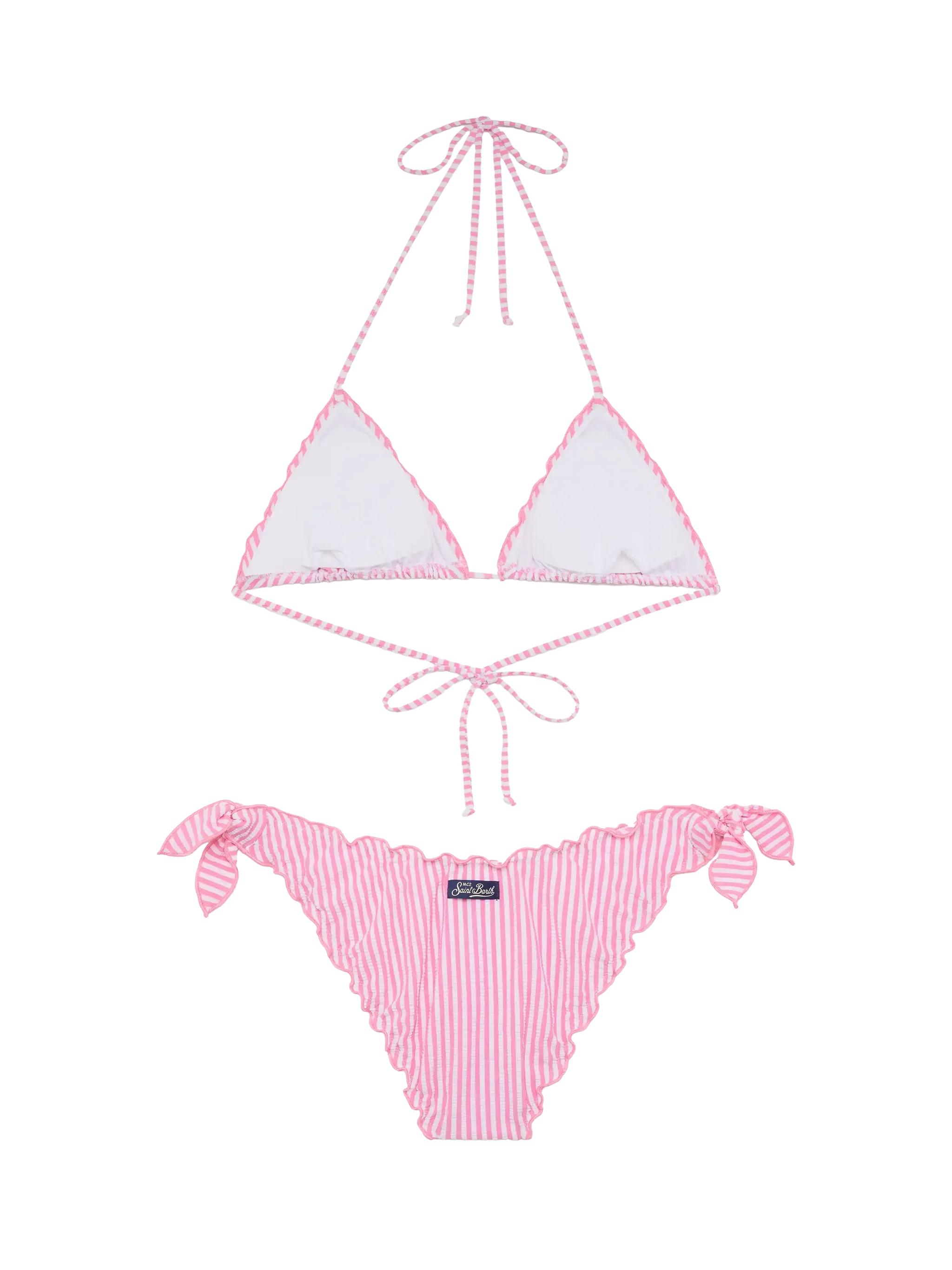 Klassieke driehoekige bikini met Sagittarius Moon-print in seersucker.