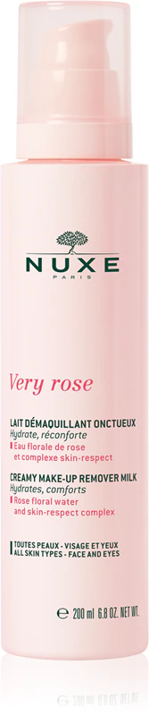 Leite Demaquilante Cremoso Very Rose da Nuxe é um demaquilante suave para todos os tipos de pele.