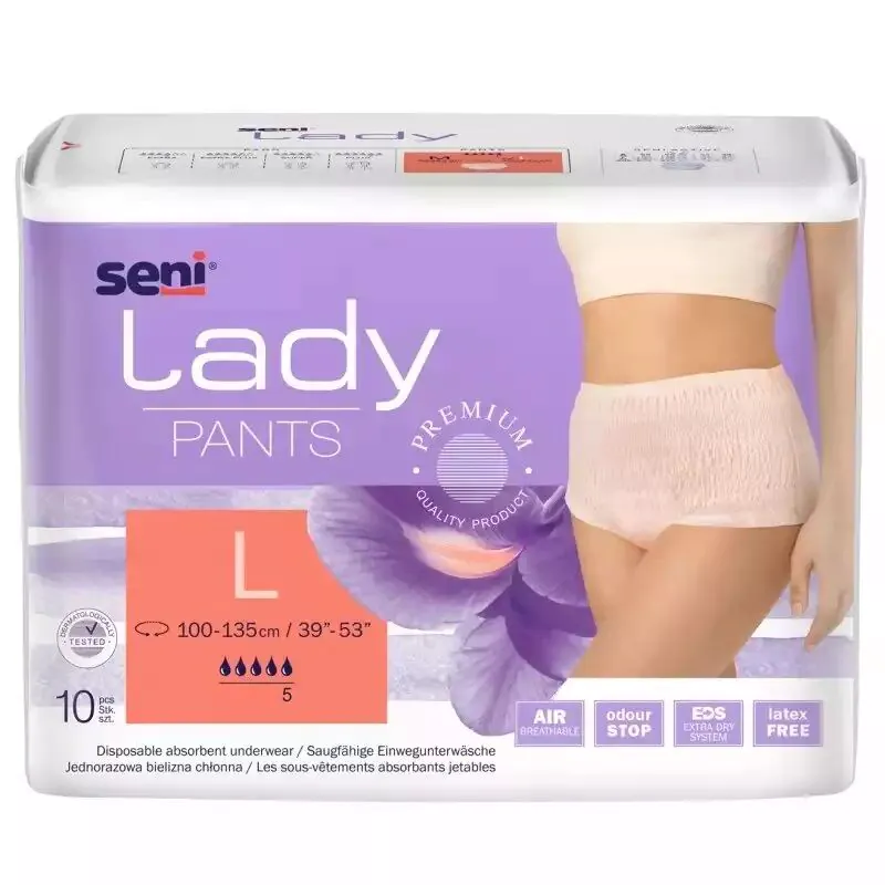Seni Lady Pants Majtki Chłonne Kolor brzoskwiniowy Rozmiar L 100-135 cm