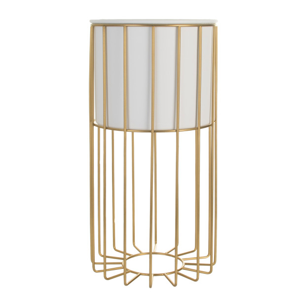 Kwietnik z osłonką stojący metalowy złoto biały 42cm