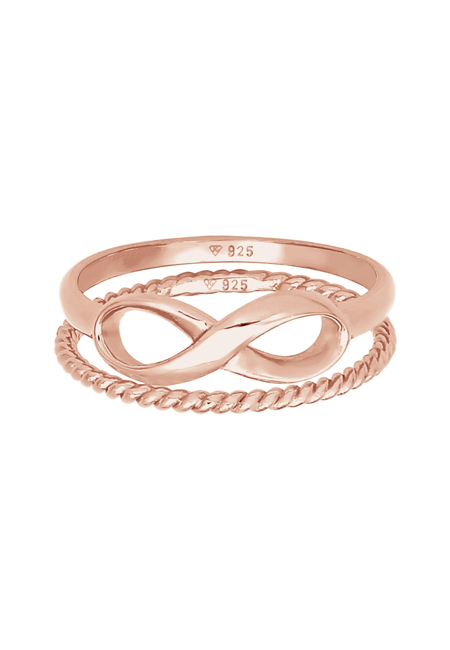 Elli Bague superposée pour femme Duo Infinity Twisted Basic Trend Blogger en argent sterling 925