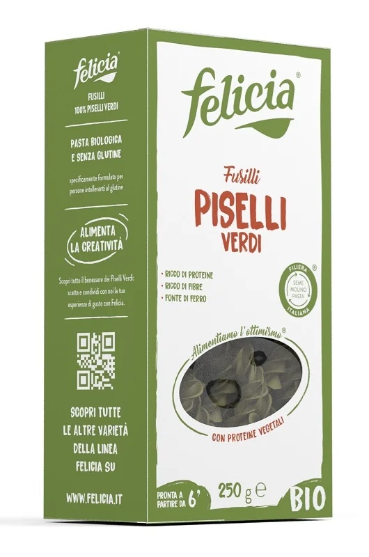 Felicia biologische fusilli pasta met groene erwten, glutenvrij, 250 g