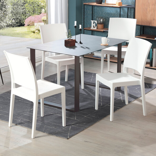 Designerstol, vit, set om 4