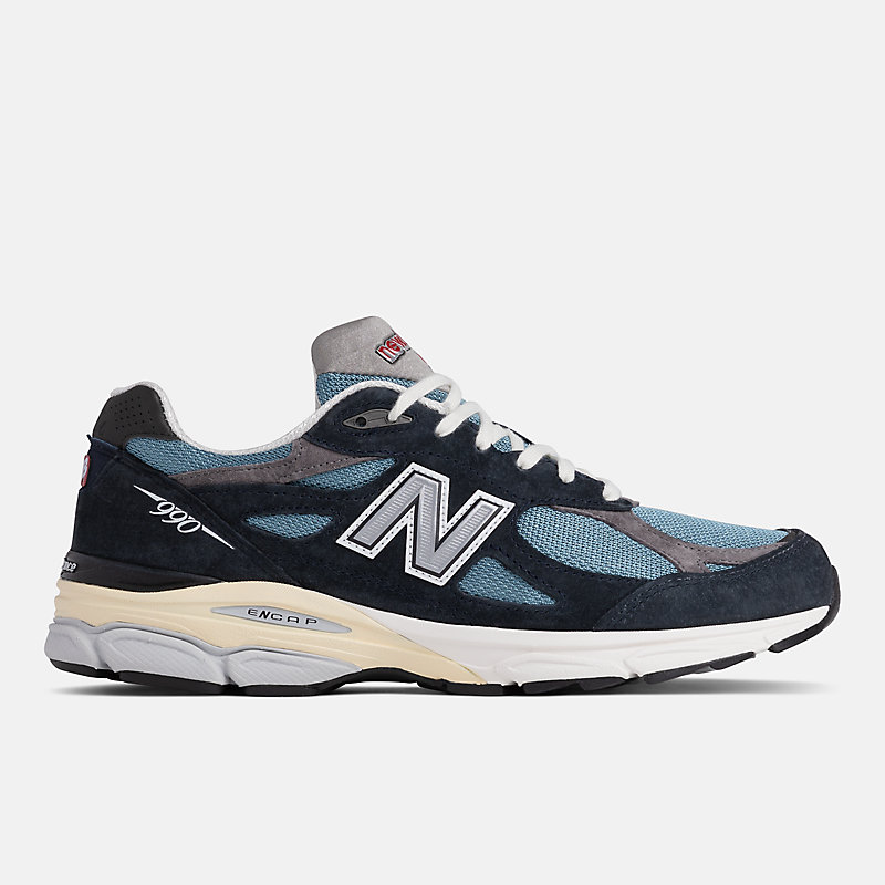 Herrenschuhe 990v3, hergestellt in den USA – NB Navy mit Spring Tide Effekt