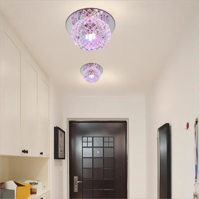 1 unidad de lámpara de techo colgante de cristal de 5 W, lámpara de techo LED redonda moderna - Multicolor