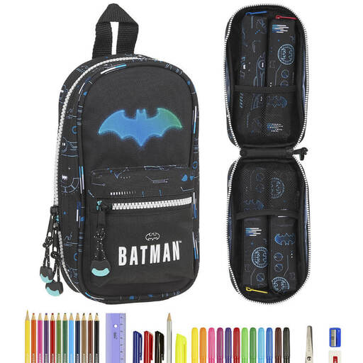 Safta Batman Bat-tech piperetáska 4 tokkal és kellékekkel, 120x50x230 mm, fekete