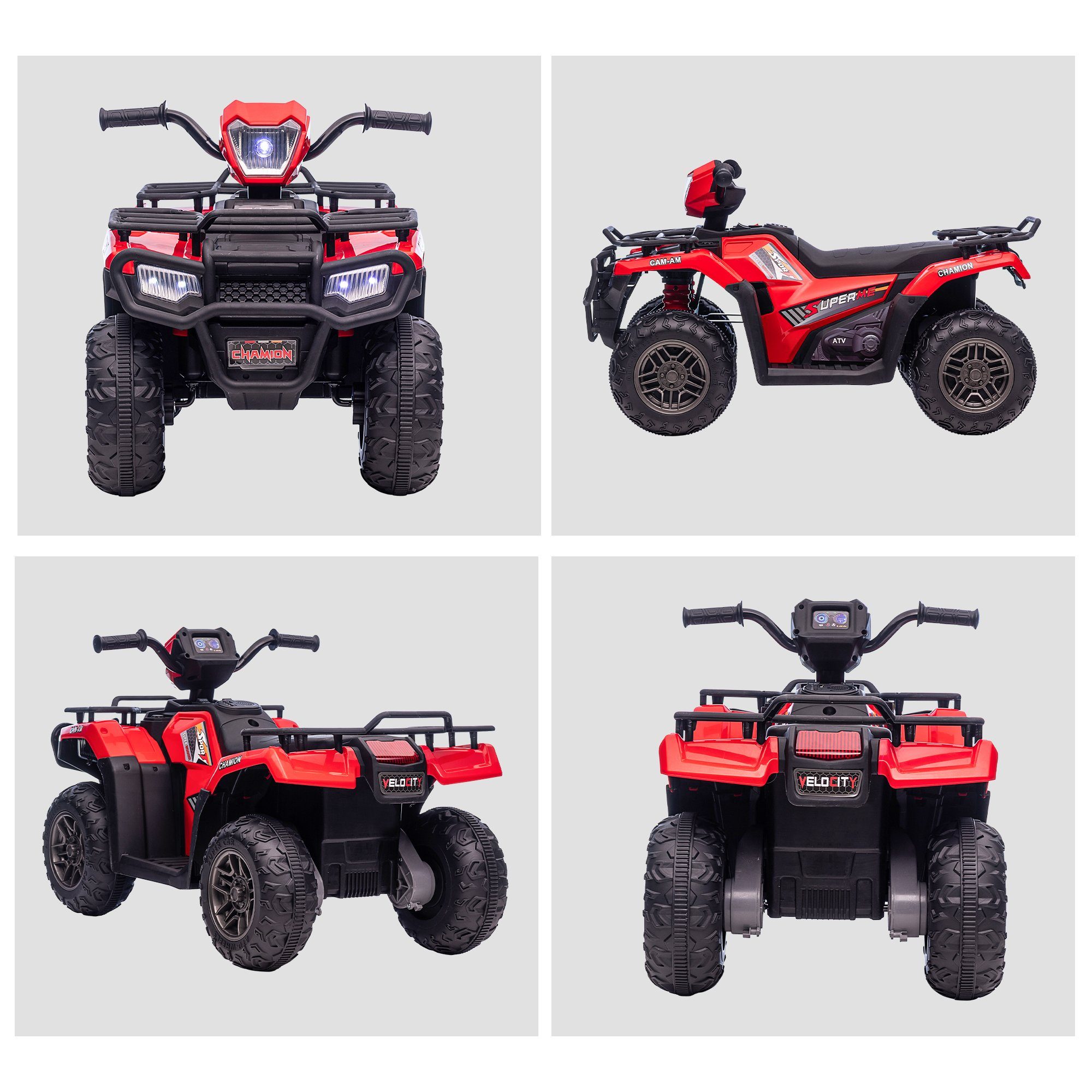 HOMCOM elektrisches Kinderquad, max. 4 km/h, Kindermotorrad, schwarz + rot, Tragkraft 25 kg, (1 Stück), 88 x 45 x 50 cm (L x B x H)