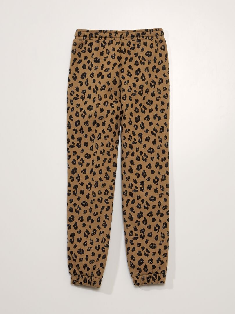 Calça de moletom com estampa de leopardo - MARROM
