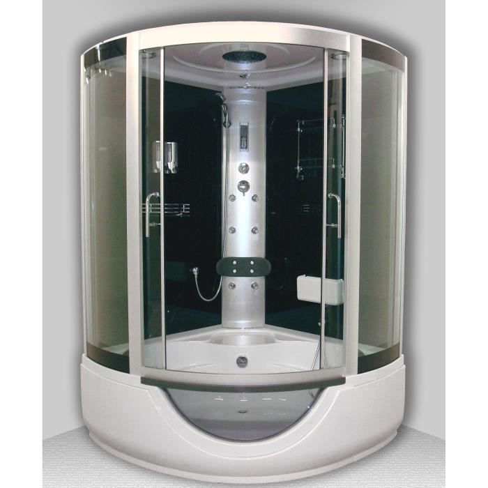 Cabina de ducha de hidromasaje FARO Ondee - 1/4C 135cm - Gris - Con silicona - 10 chorros cuadrados