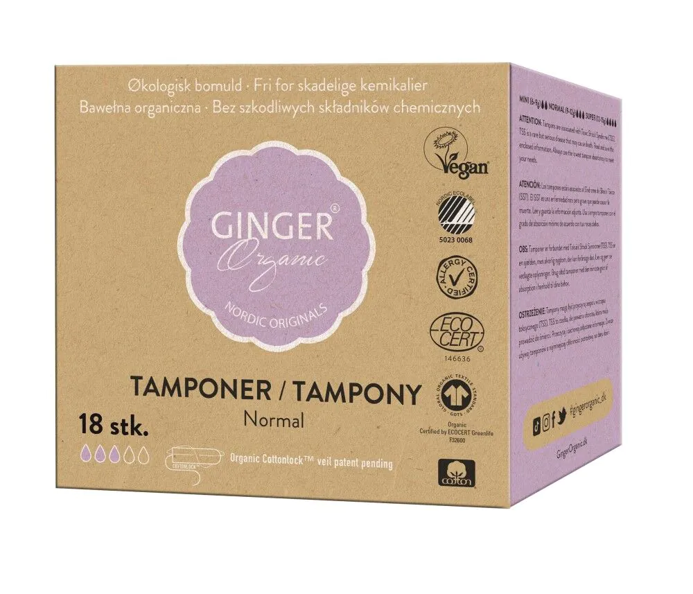 Ginger Organic Tampony Bez Aplikatora Normal