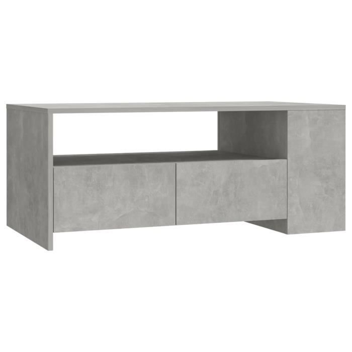 Mesa de centro vidaXL, cinza concreto, 102x55x42 cm, madeira engenheirada, 810921
