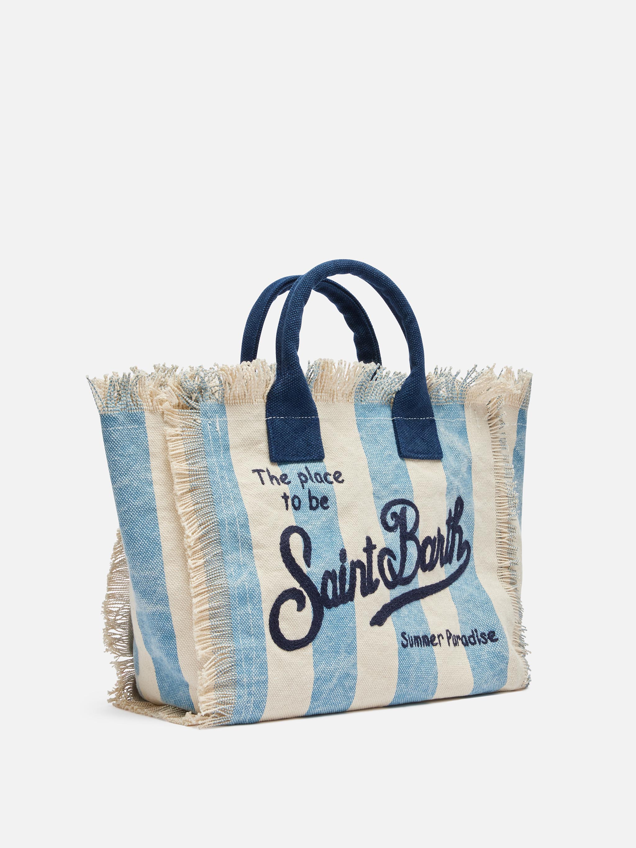 Sac Colette en toile de coton à rayures bleues