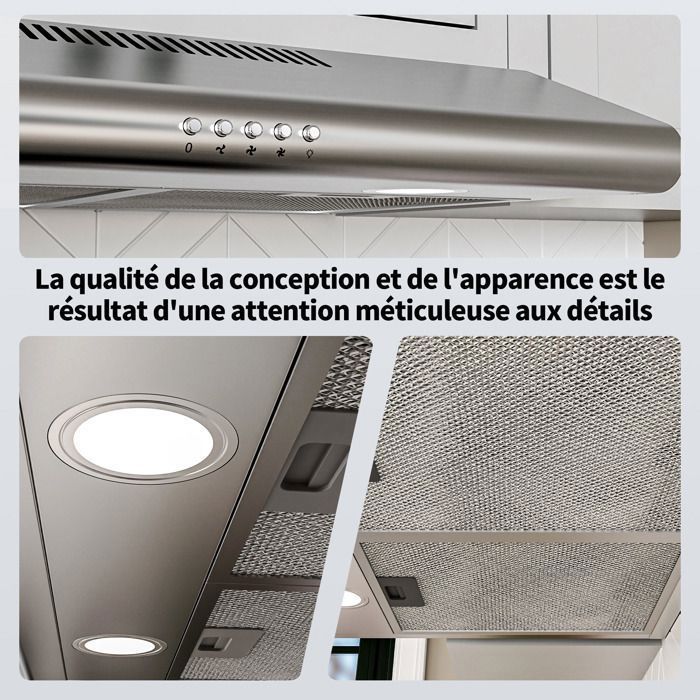 FIREGAS Under-cabinet wall-mounted 60cm extraction hood for ducted and recirculating ventilation, energy-saving BLDC, Class