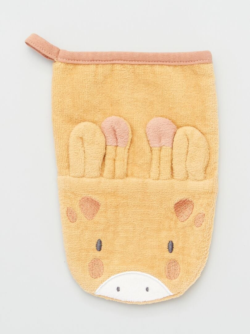 Set van 2 badhandschoenen met dierenprint - GEEL