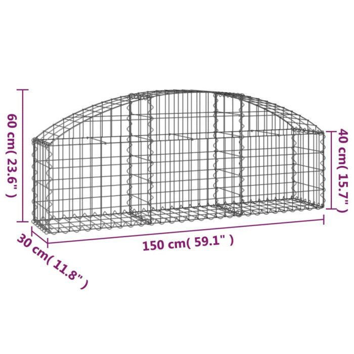 vidaXL Panier de Gabion, Cage à Gabion, Mur de Gabion, Panier à Pierre, Gabion pour Pierre Jardin Patio Extérieur, 153442