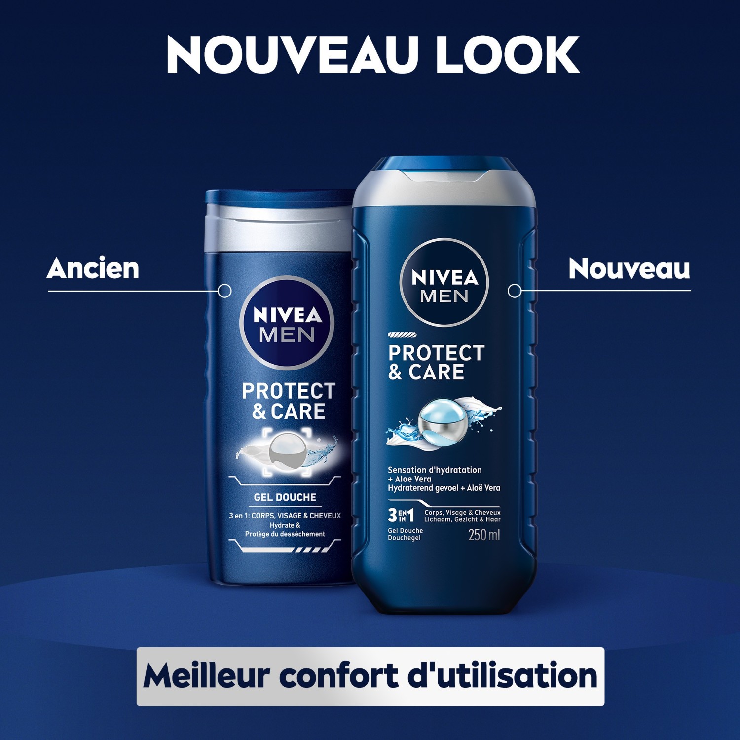 NIVEA Gel douche homme 3en1 visage corps&cheveux Aleo Vera