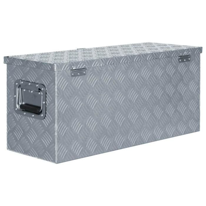 Caja de herramientas de aluminio plateado, cofre de almacenamiento, caja de herramientas, 80 x 30 x
