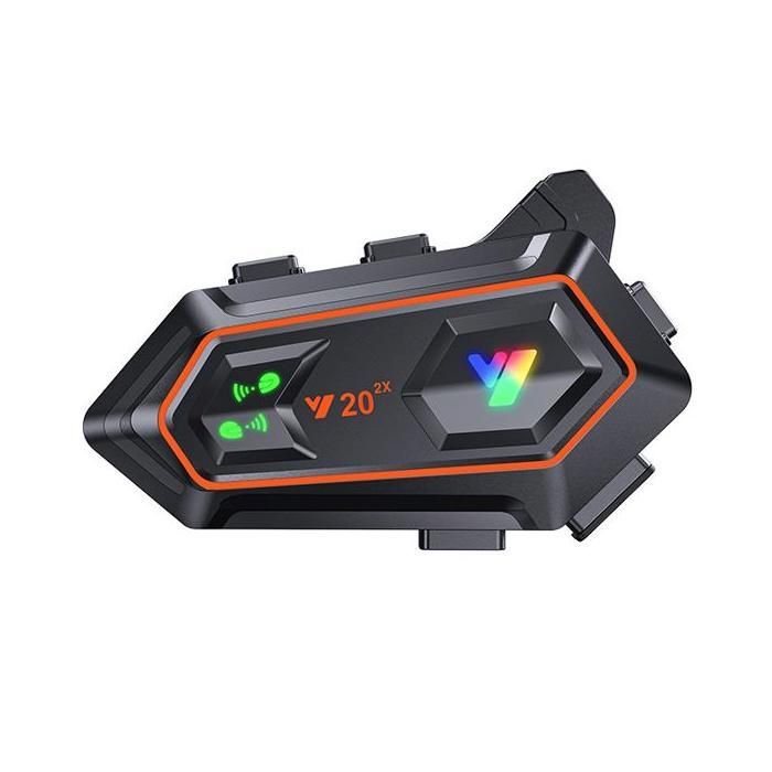 unidad Y20-2x Intercomunicador para motocicleta, dúo para cascos, asistente de voz, walkie-talkie inalámbrico, alcance de 300 m, 30 horas de conversación.