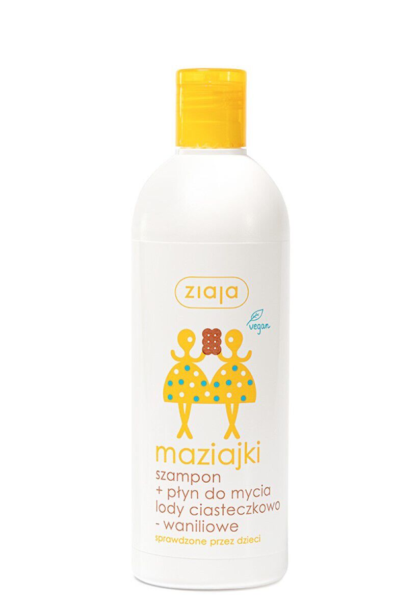 Ziaja šampūns + veļas mazgāšanas līdzeklis bērniem ar cepumu-vaniļas saldējumu, 400 ml, Maziajki