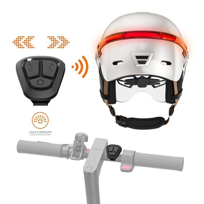 Casque vélo Casr GLOW AVEC LED ET VISIERE BLANC IVOIRE – L