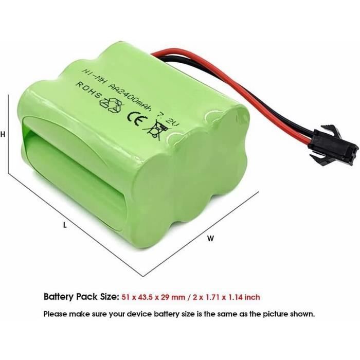 7,2 V 2400 mAh NiMH RC-akku - YUNICE FRANCE - 2P SM-liitin - USB-kaapeli - Kompakti