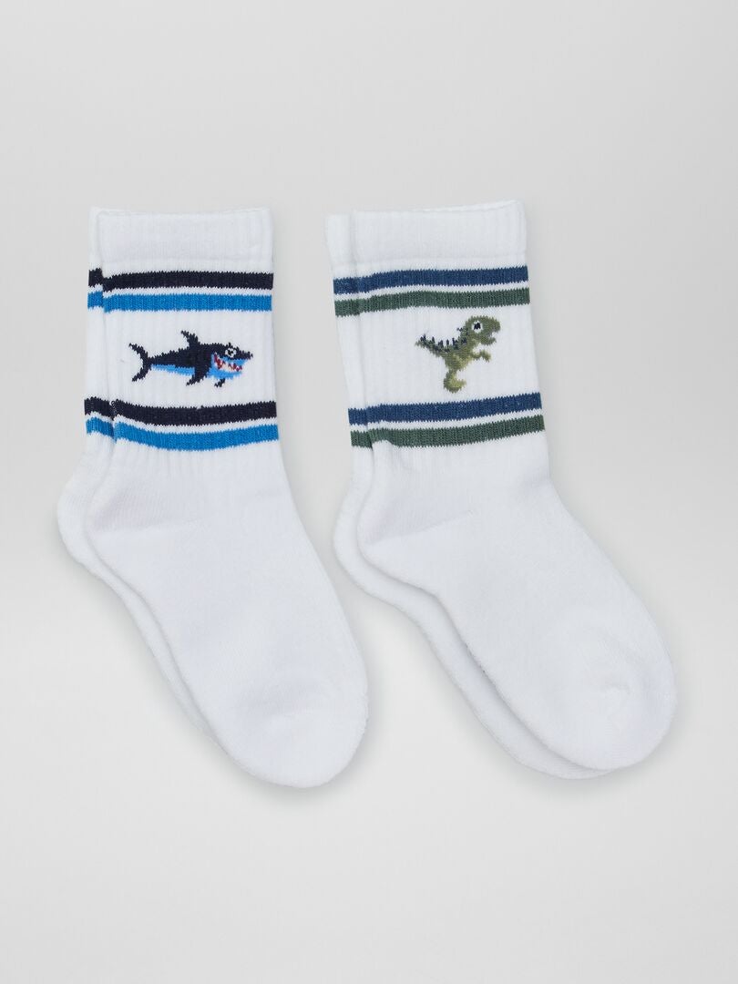 Juego de calcetines con estampado de dinosaurios - 2 pares - VERDE