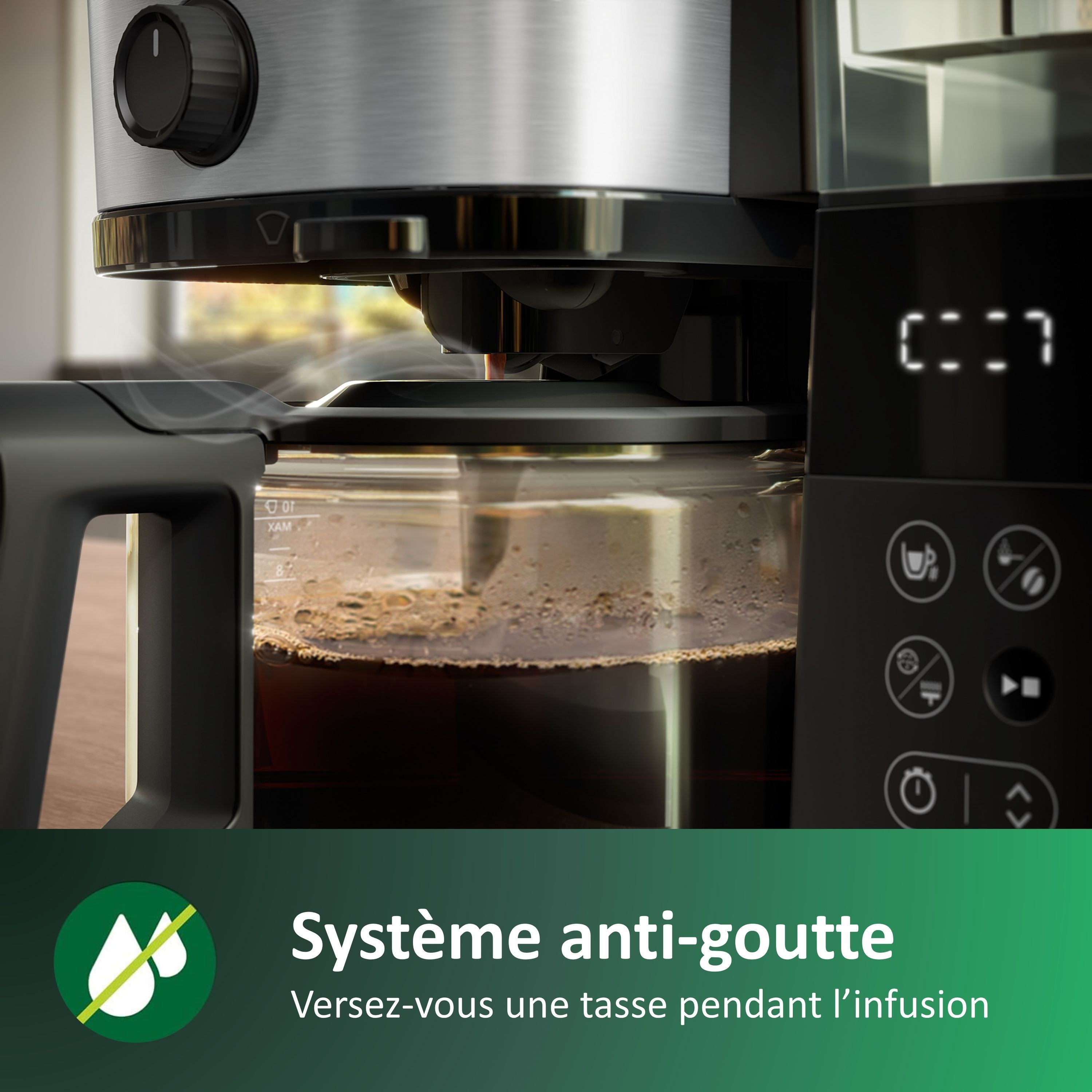 Filter coffee maker - PHILIPS - HD7888/01 - Grind & Brew with grinder - 1.25L - Metal